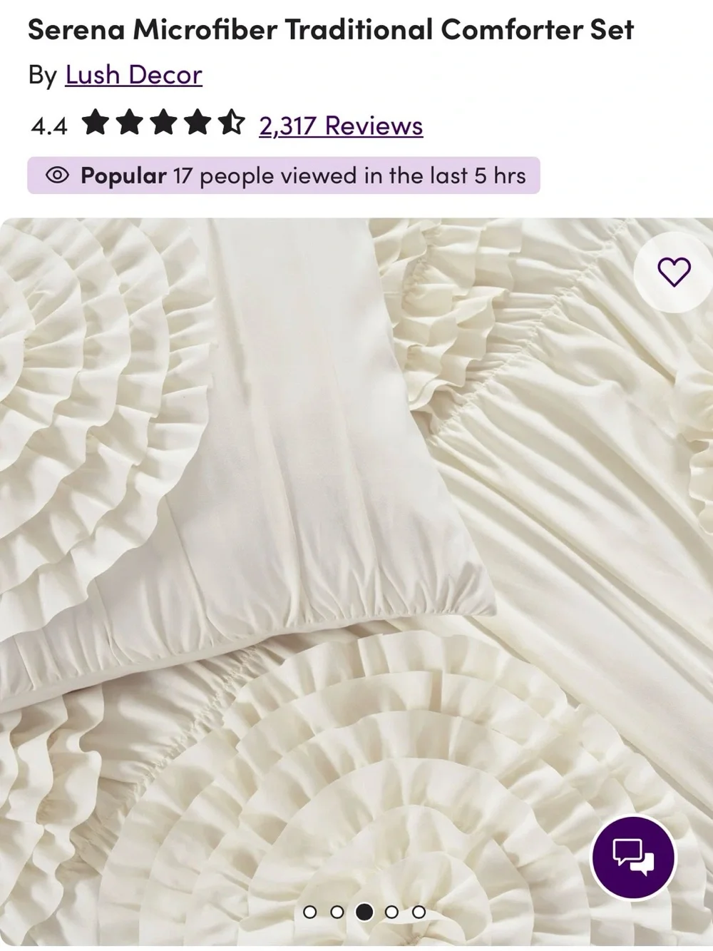 Lush Decor Ivory Microfiber Serena Comforter Set - Queen